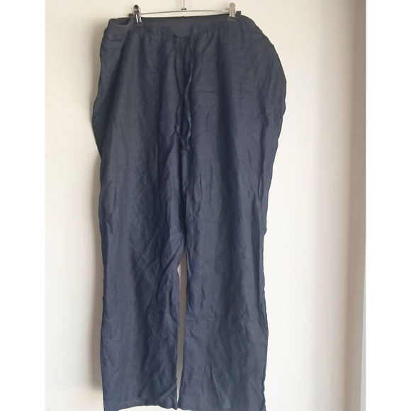 Ellen Tracy Pants - Ellen Tracy Blue Dress Pants with Adjustable Waist and Straight-Cut Legs